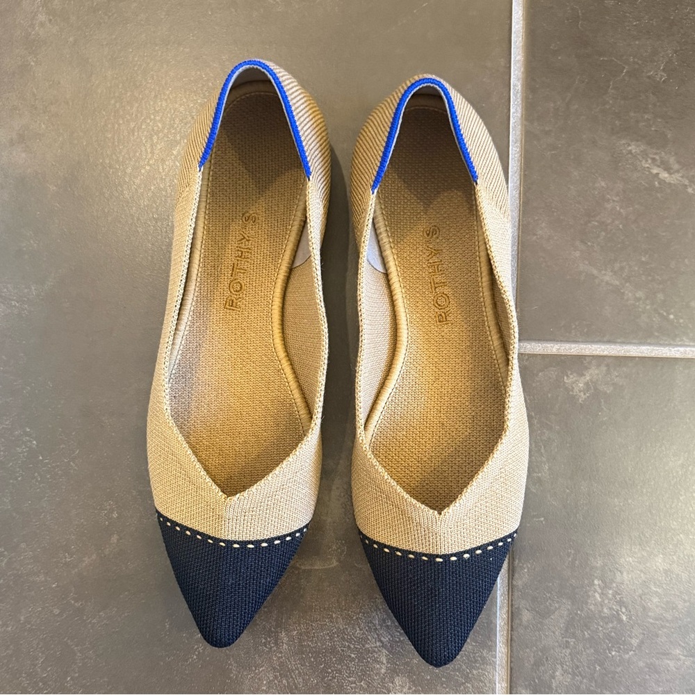 Rothy's Beige and Black Flats